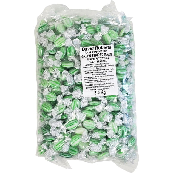 David Roberts Green Striped Mints, 1000 Count 3.5KG
