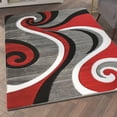 thumbnail image 3 of Emma + Oliver 5x7 Accent Rug with Modern 3D Sculpted Swirl Pattern and Varied Texture Piling in Red, Black, White & Gray, 3 of 7