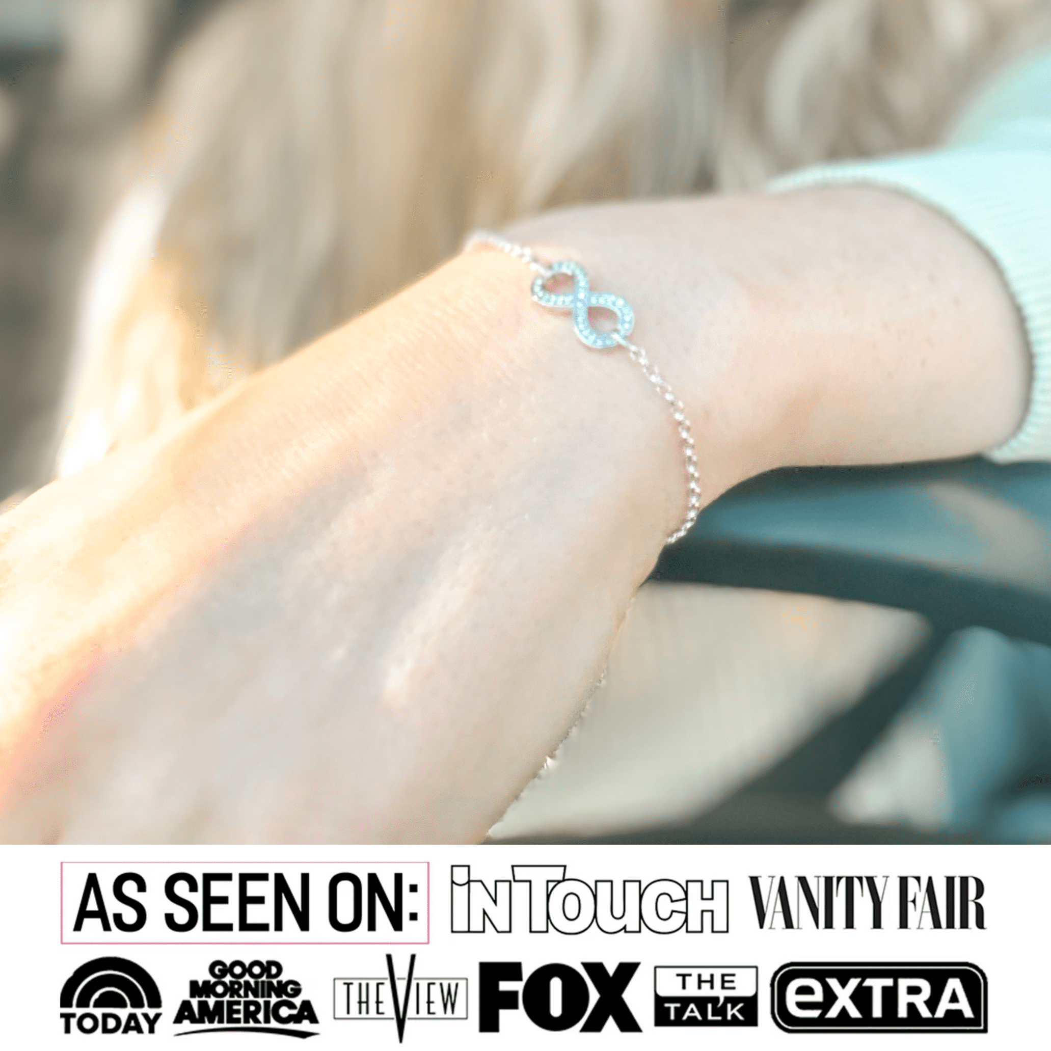Cate & Chloe Morgan 18k White Gold Plated Infinity Bracelet with Swarovski Crystals Gift for Women
