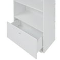 thumbnail image 4 of Freestanding Bookshelf with Heart-Shaped Cutout Drawer Handle, Storage Cabinet Organizer with Sturdy Pine Wood Frame, Wooden Storage Bookcase with Drawer and 2 Open Shelves for Living Room, Bedroom, 4 of 7
