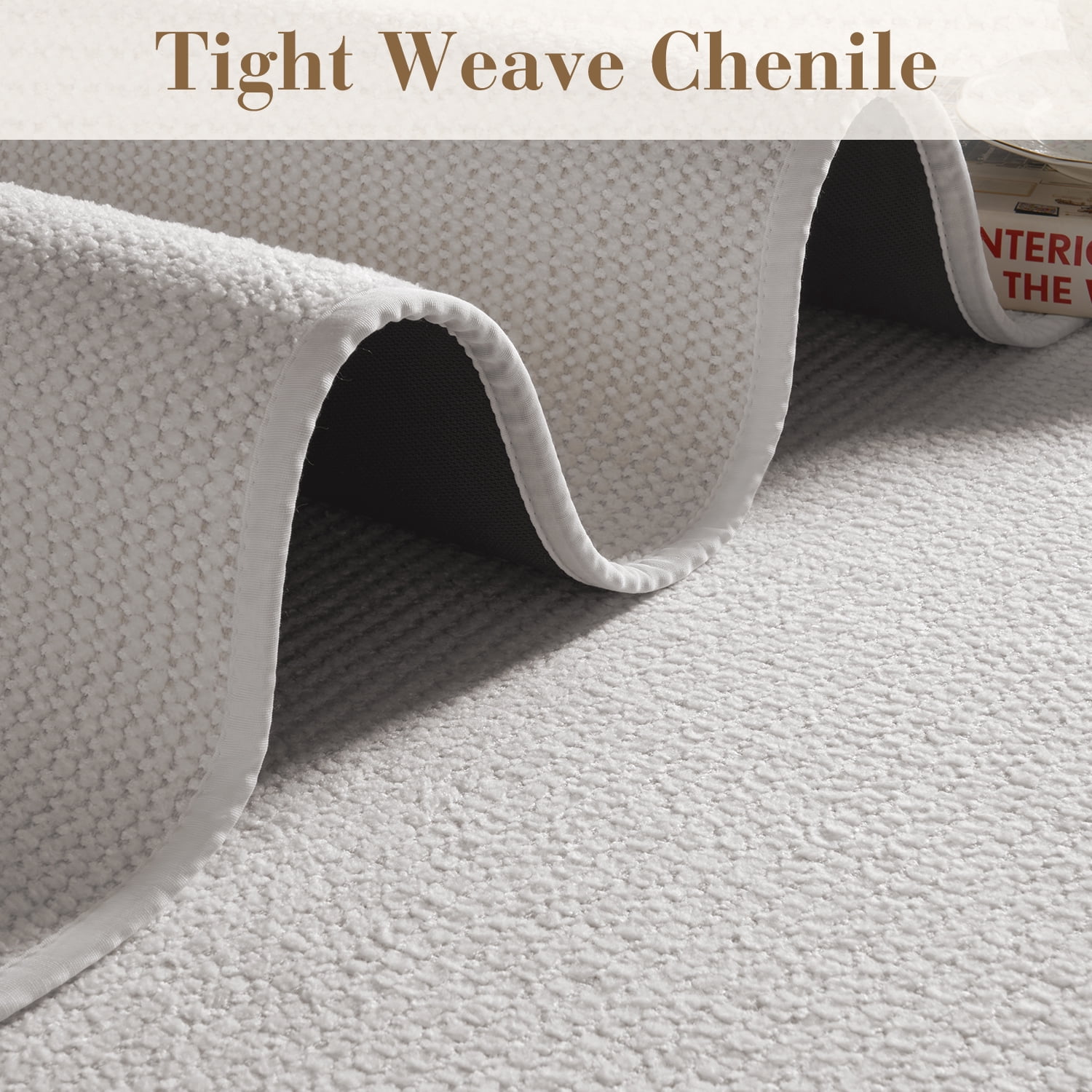 FEELHOME Bathroom Rug Non Slip Absorbent Bath Mat Woven Quick Dry Machine Washable Bathroom Mat with Rubber Backing Ultra Thin Bathroom Rugs Fit Under Door 17"x30" White