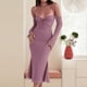 thumbnail image 1 of Vestido Largo Con Tirantes Vestido halter para mujer con manga y hombros descubiertos Traje clubwear (Púrpura S) Cgtredaw Para estrenar, 1 of 9