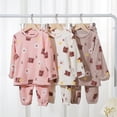 thumbnail image 2 of Conjunto de pijama de vellón coral para niños, otoño e invierno, oso melocotón, niño, mujer, ropa de hogar de franela grande para padres e hijos, 2 of 6