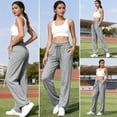 thumbnail image 4 of XuJwPNcy Women Baggy Sweatpants Fall Wide Leg Drawstring Workout Pants Classic Regular Fit Trousers with Pockets(Gray,Small), 4 of 6