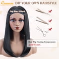 thumbnail image 3 of QUEENTAS Headband Wig 16 Inch Straight – Pre Plucked Natural Hairline Glueless Synthetic Wig Heat Resistant Tangle-Free for Daily Party Use (Black), 3 of 6
