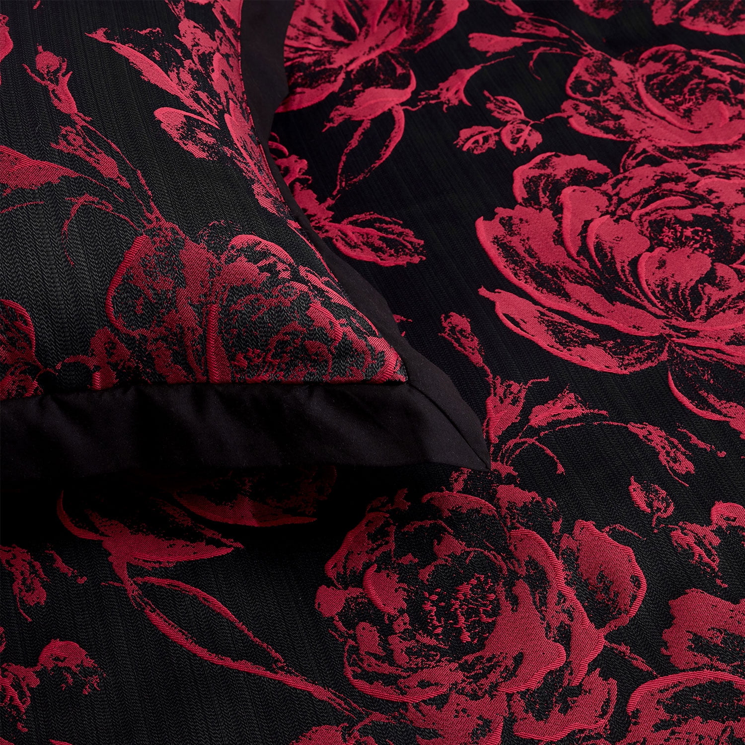 7-Piece King Comforter & Curtain Set, Burgundy Floral Patchwork