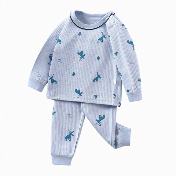 Linfrsh Cotton Pajamas For Toddler Girls 2t Baby Boys Girls Pajama Set Kids Toddler Snug fit Basic Cotton Sleepwear pjs for Daily(Dark Blue,18-24 Months)