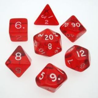 D20 Stone - Red Gem 7pc Polyhedral Dice Set D4, D6, D8 2xd10, D12, D20
