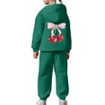thumbnail image 6 of BUWTTED Girls Activewear Jogger Sets - 2 Piece Cherry Print Graphic Pullover Hoodie Sweatshirt Sweatpants Sweatsuit Outfits Dark Green 6-7 Y, 6 of 7