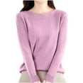 thumbnail image 2 of Pitauce Womens Long Sleeve Sweater Knit Crew Neck Pullover Tops Solid Color Slim Fit Blouses Casual Bottom Sweater Tops, 2 of 3