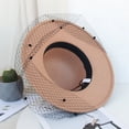 thumbnail image 4 of Sombrero de lana de ala grande para otoño e invierno, sombrero de fieltro retro británico, sombrero de copa de malla con flores para banquetes, 4 of 5