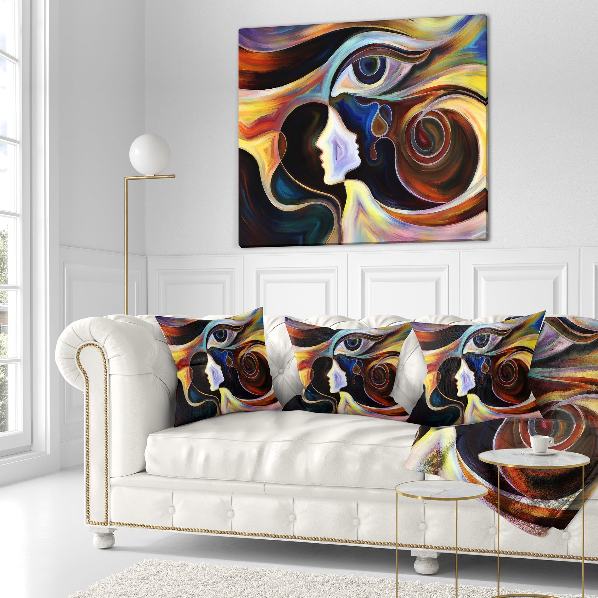 Designart Colorful Intuition - Abstract Throw Pillow - 18x18