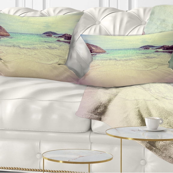 Designart Vintage Style Seashore Thailand - Seascape Throw Pillow - 12x20