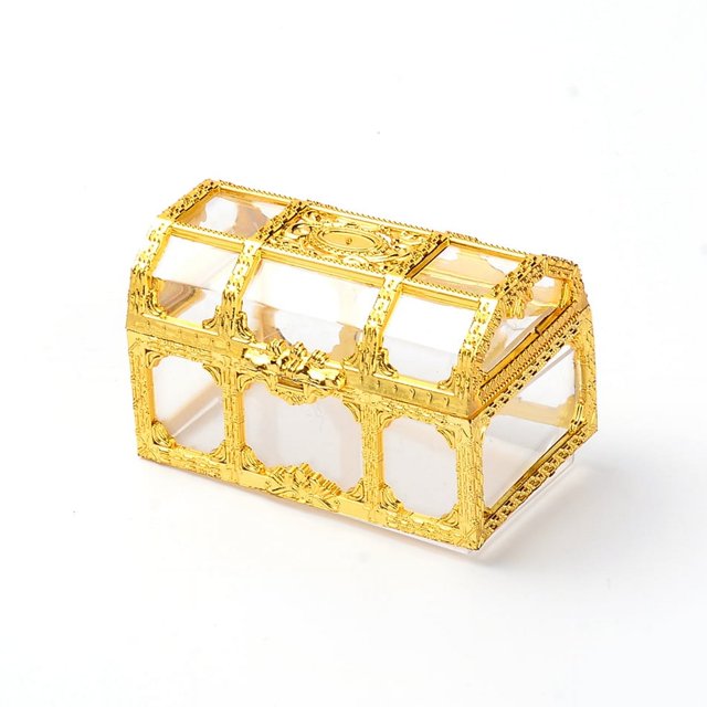 Plastic Flip Cover Box Candy Jewelry Boxes for Necklace Earring Rectang Gold 6.6x4.1x4cm
