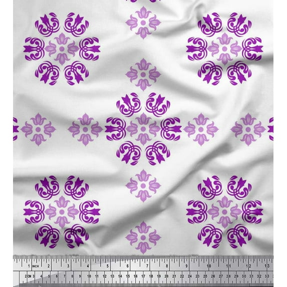 Soimoi Cotton Voile Fabric Damask Decorative Decor Fabric Printed Yard 42 Inch Wide