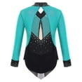 thumbnail image 4 of XUNZOO Kids Girls Mesh Splice Long Sleeve Figure Ice Skating Jumpsuit Gymnastic Ballet Dance Leotard Sportswear Blue Green 8, 4 of 7
