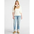 thumbnail image 2 of Time and Tru Women's Plush Fleece Quarter Zip Jacket with Corduroy Trim, Lightweight, Sizes XS-XXXL, 2 of 6