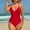 Red, variant on MSJUHEG 1 Piece Swimsuit,Ruched Monokinis,Swimsuits for Women 2025,Monokini,Bathing Suit for Women,One Piece Swimsuits,Halter Swimwear Black L