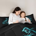 thumbnail image 5 of jejeloiu Speed Game Full Size Comforter Sets,Cyan Motor Biker Bedding Sets For Men Women Reversible 3pcs, 5 of 8