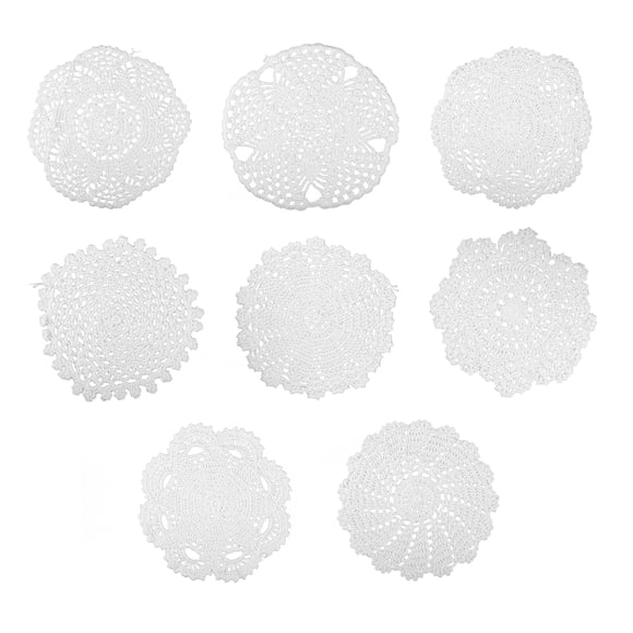 tamizeot 8Pcs Plate Pads Hand Crochet Coasters Decorative Vintage Table Placemats 1Set