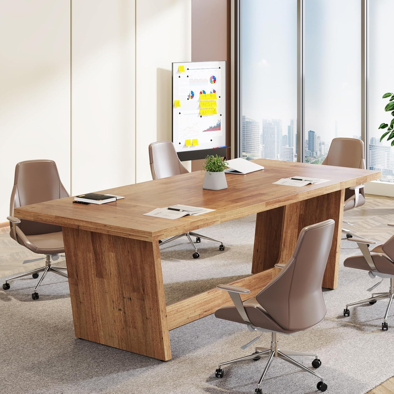 Tribesigns 70.87-Inch Executive Computer Desk: Large Home Office Desk, Industrial Wood Study Writing Table,Light Brown
