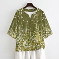 thumbnail image 4 of Xoenoiee Daisy Flower Print Linen Shirts for Women Summer 3/4 Sleeve Button Down Blouse Lightweight Gauze Loose Casual Fashion Shirt Clothes, Size 2XL, 4 of 7