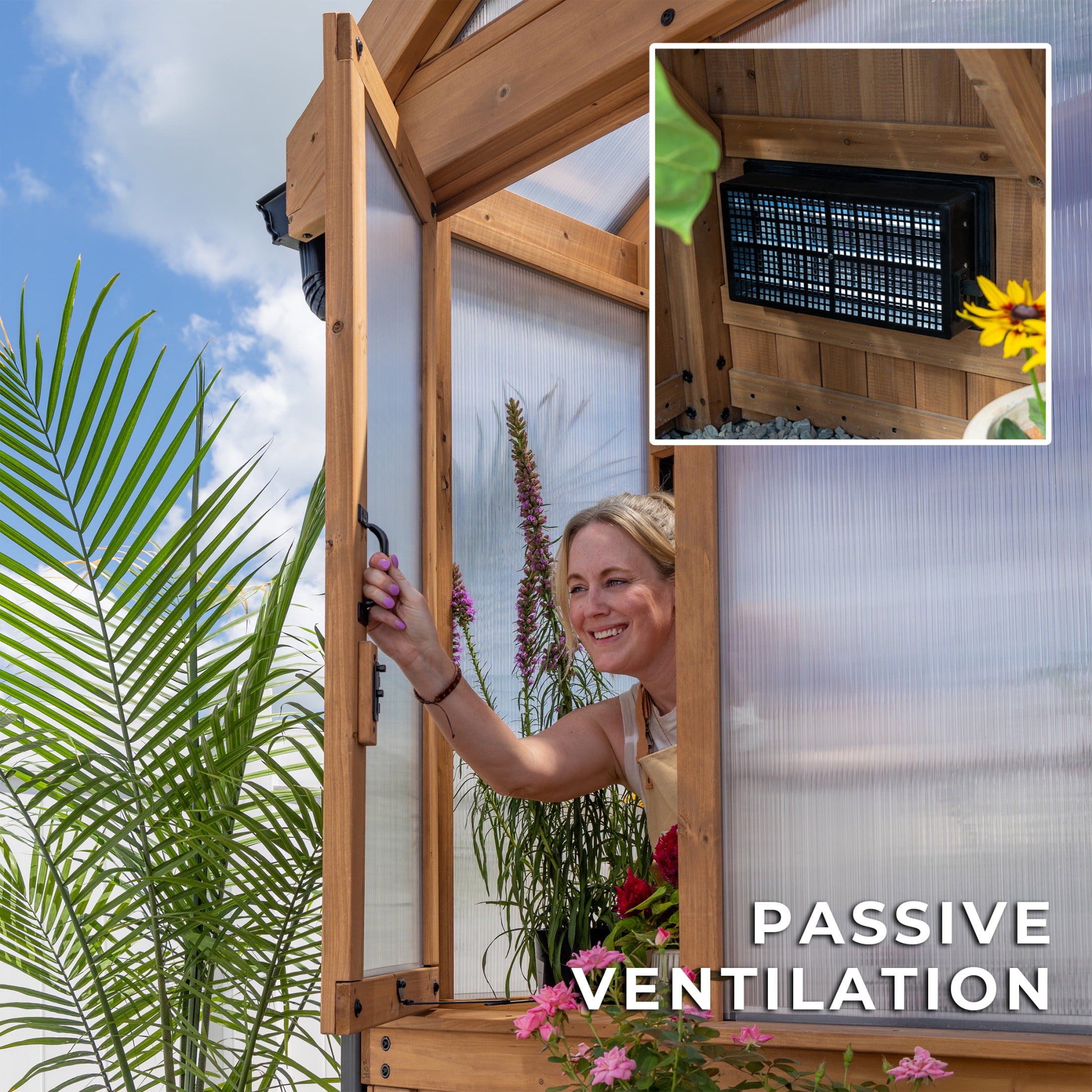 Backyard Discovery Savannah Chalet-Style 14.5' x 12' Cedar and Polycarbonate Greenhouse