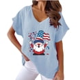 thumbnail image 2 of Itsame 4th of July Outfits for Women Printed Short Top Independence Day Short T-Shirt Sleeve, V-Neck Light Blue, 2 of 4