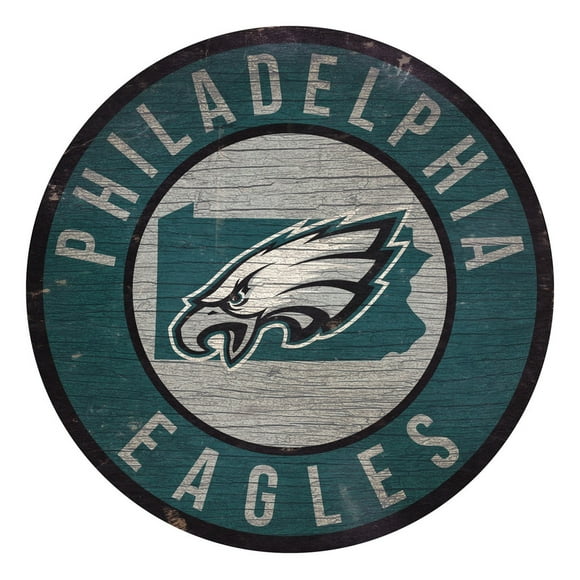 Philadelphia Eagles Sign Wood 12 Inch Round State Design