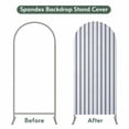 thumbnail image 4 of Navy Blue Striped Arch Backdrop Cover, Spandex Fitted Wedding Arch Cover, Navy Blue White Stripes Farmhouse Round Top Stand Covers for Birthday Ceremony Bridal Shower Party Decor 6x2.6 Ft, 4 of 9