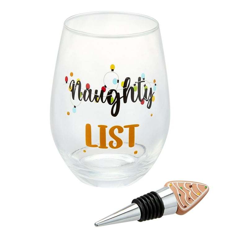 Naughty Nice Stemless Wine Glass - #confetti-gift-and-party