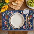 thumbnail image 4 of Navy Blue Flowers Placemats Set of 6, Spring Vintage Floral Leaves Farmhouse Placemats for Dining Table, Place Mats for Kitchen Tabletop, Waterproof Wipeable Dining Table Mats Set, 4 of 9
