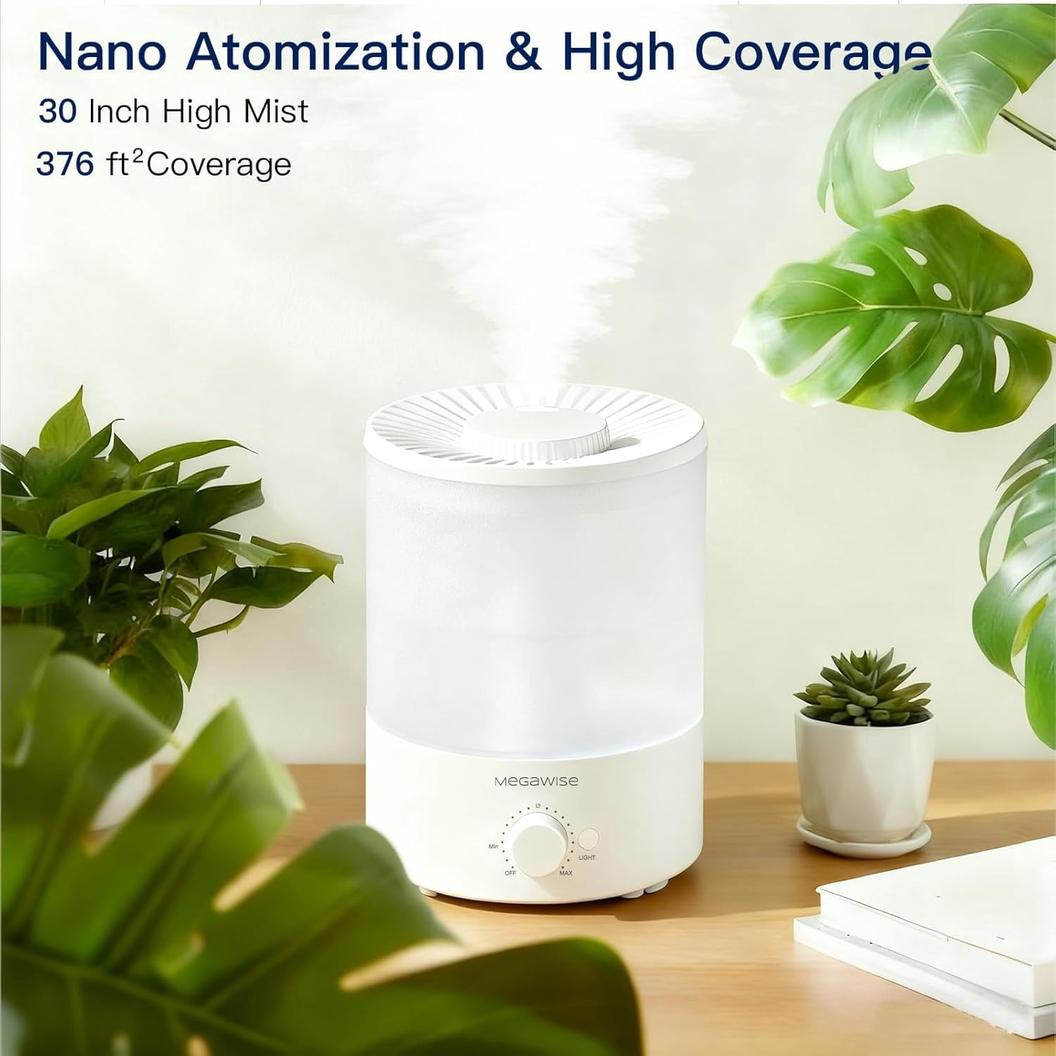 Healthy Top-Refill Cool Mist Humidifiers for Bedroom, 24dB Ultrasonic Air Vaporizer with Water Filter for Baby [PP Material], Colorful Night Light,1 Gal Essential Oil Diffuser, Auto Shut Off