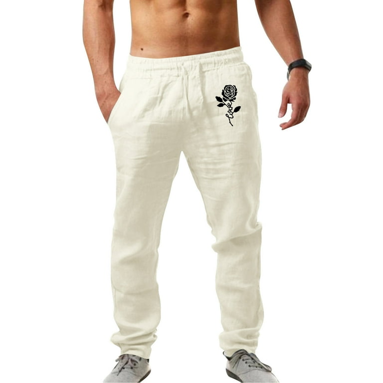 kpoplk Tall Mens Sweatpants,Men's Casual Joggers Cotton Sweatpants Workout  Pants with Pockets Drawstring Gym Running Pants(White,XXL) 
