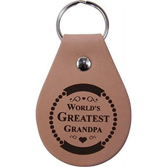 World's Greatest Grandpa Leather Key Chain - Great Gift for Father's Day, Birthday, or Christmas Gift for Dad, Grandpa, Grandfather, Papa, Husband