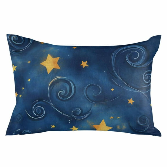 Navy Blue Yellow Star Throw Pillow Cover 24 x 36 Inch Decorative Pillow Cover Starry Sky Vintage Lumbar Pillowcase Seasonal Rectangle Cushion Case for Couch Sofa Bed Living Room