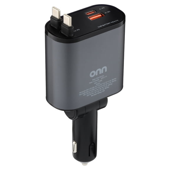 onn 4-in-1 Fast Charge USB-C/USB Car Charger