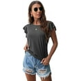 thumbnail image 7 of JWD Summer Ruffle Short Sleeve Knit Tunic Tops Shirts Tank Tee Blouse For Women, 7 of 7