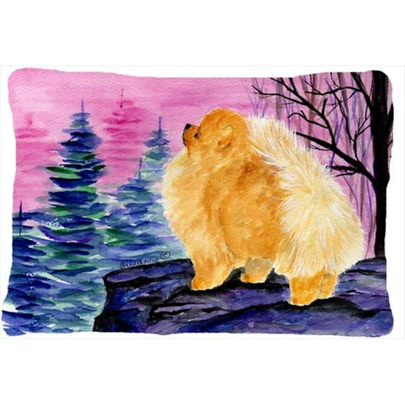Carolines Treasures  12 x 16 in. Pomeranian Decorative Indoor & Outdoor Fabric Pillow