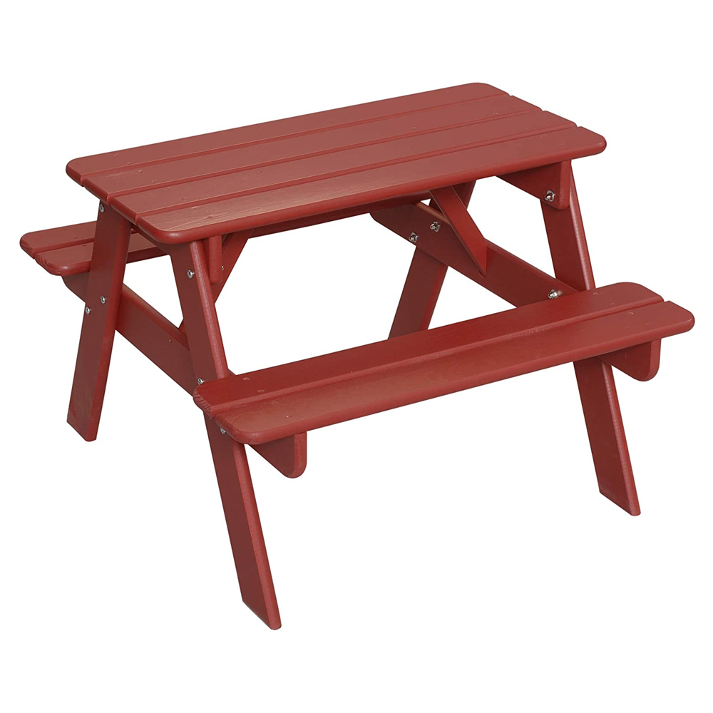Little Colorado Wooden Toddler Picnic Table for Indoor Outdoor Use, Red
