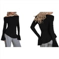 thumbnail image 3 of Blusa de para Mujer, de Larga Abullonada, con Cuello y Hombros Descubiertos, Ajustada, para Salir, Estilo Y2K. Negro M, 3 of 10