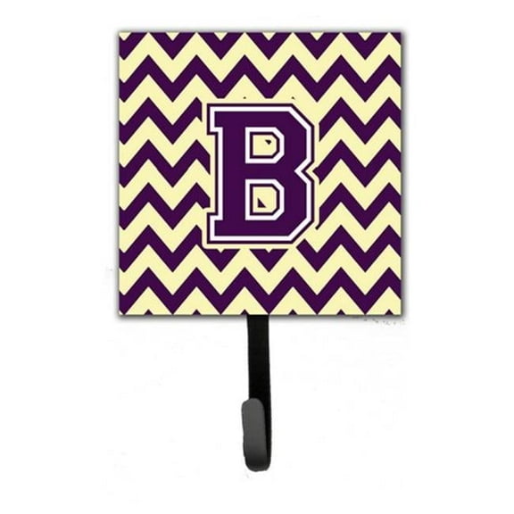 Letter B Chevron Purple & Gold Leash or Key Holder, 6 x 1.25 x 4.25 in.