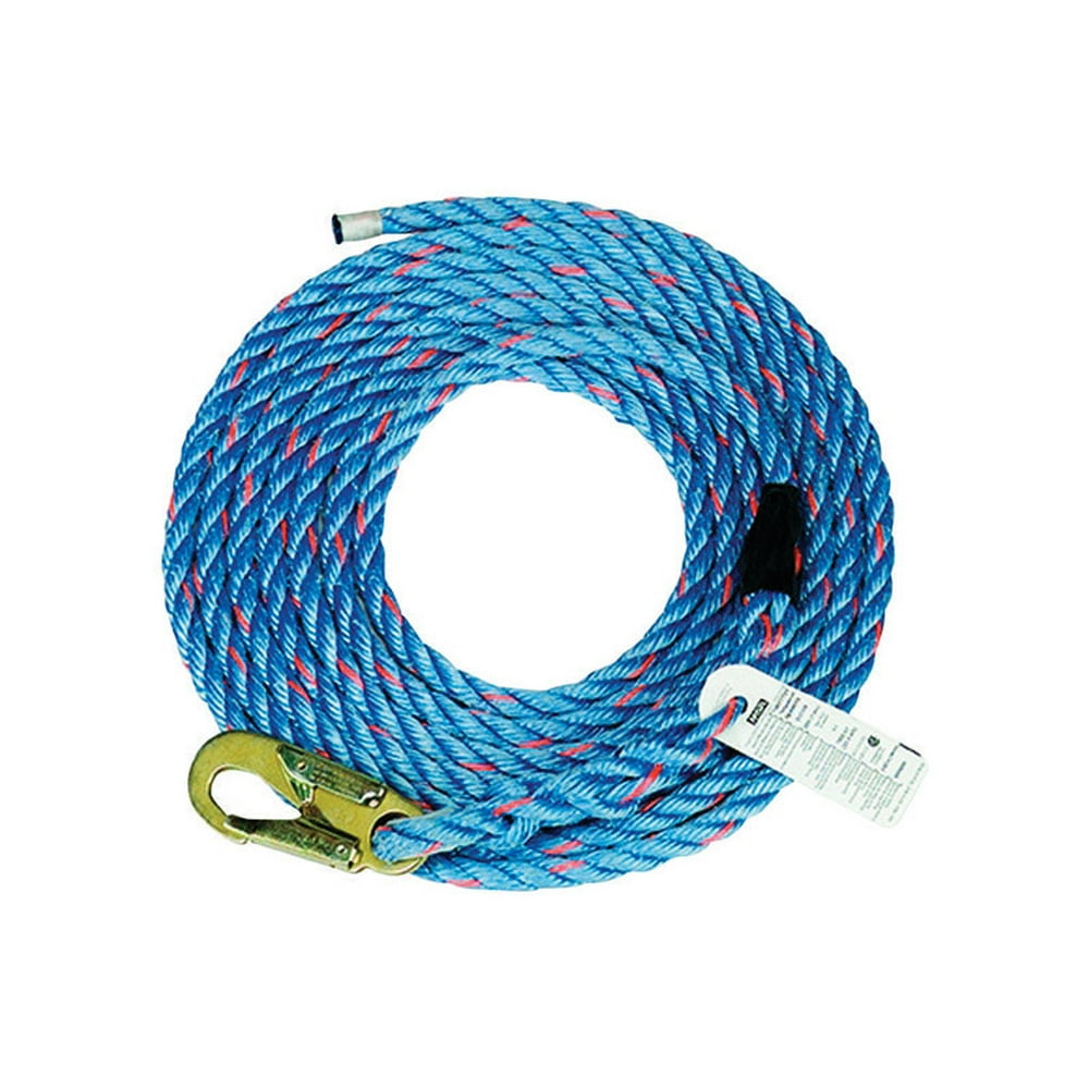 Safety Works Unisex Polyester Rope with Snap Hook 50 ft. L Blue 1 pc
