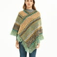 thumbnail image 6 of Special Offer! Beshee Shawl Wraps for Women Cape Thick Scarf Striped Sassel Retro Ladies Ethnic Head Shawl Color Scarf Poncho Sweaters for Women Mint Green, 6 of 8