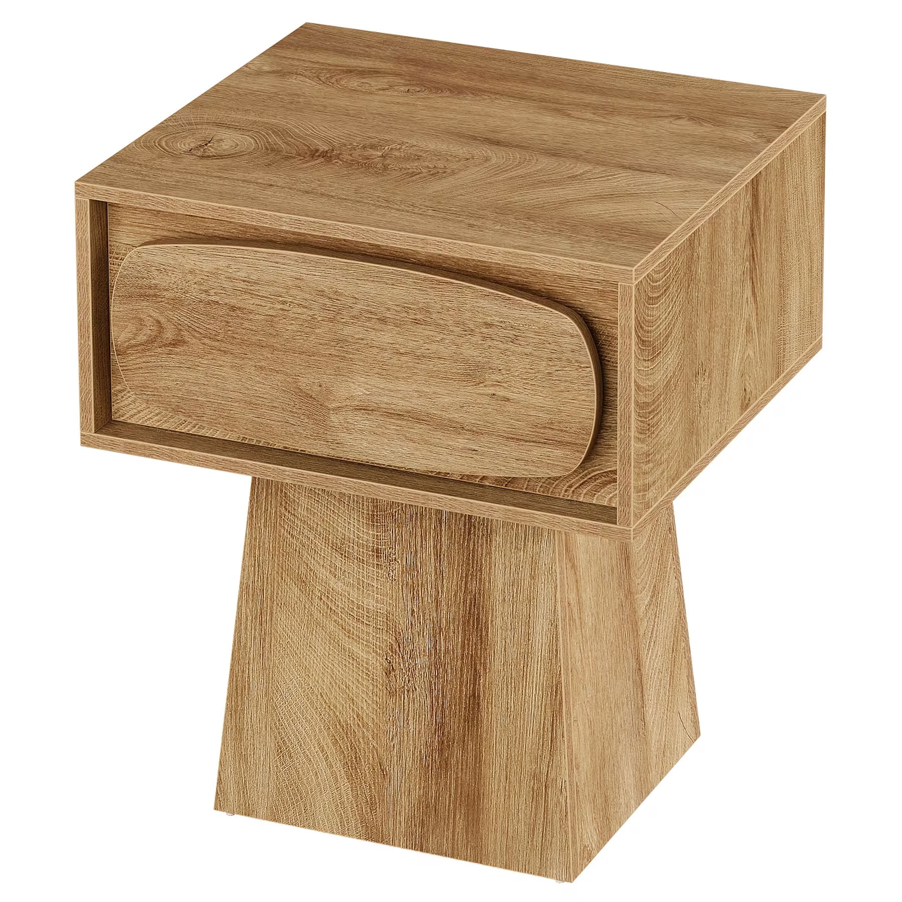 MAYEERTY End Table with Storage Drawer, Modern Wooden Side Table with Curved Handle, Compact Table for Living Room, Bedroom, Small Spaces