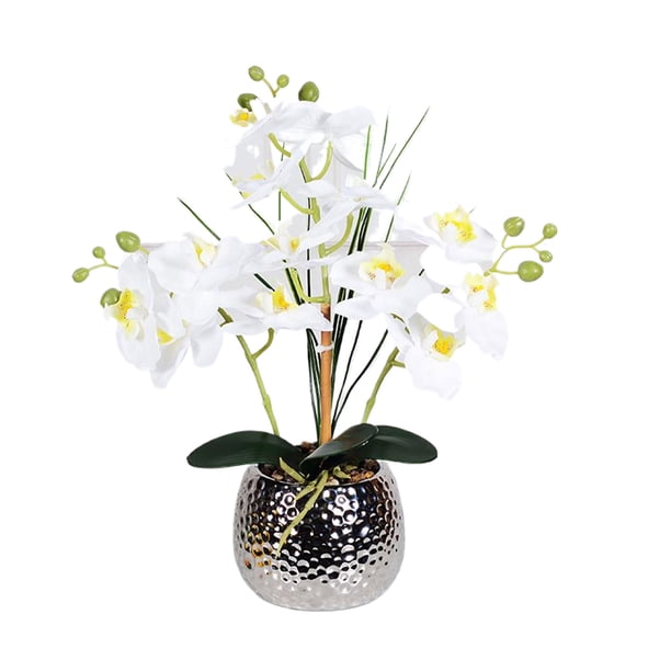 Planta en maceta simulada Cateissary decoración floral duradera hogar oficina flores artificiales amarillo corazón blanco