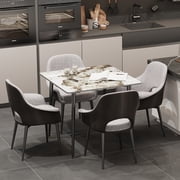 Wisfor Sintered Stone Dining Table Kitchen Dinette Table ,Sturdy Metal Legs,31.5in,White&Emerald
