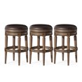thumbnail image 1 of Maven Lane Pullman Backless Bar Stool in Walnut Finish w/ Marksman Saddle Vegan Leather, Set of 3, 1 of 6