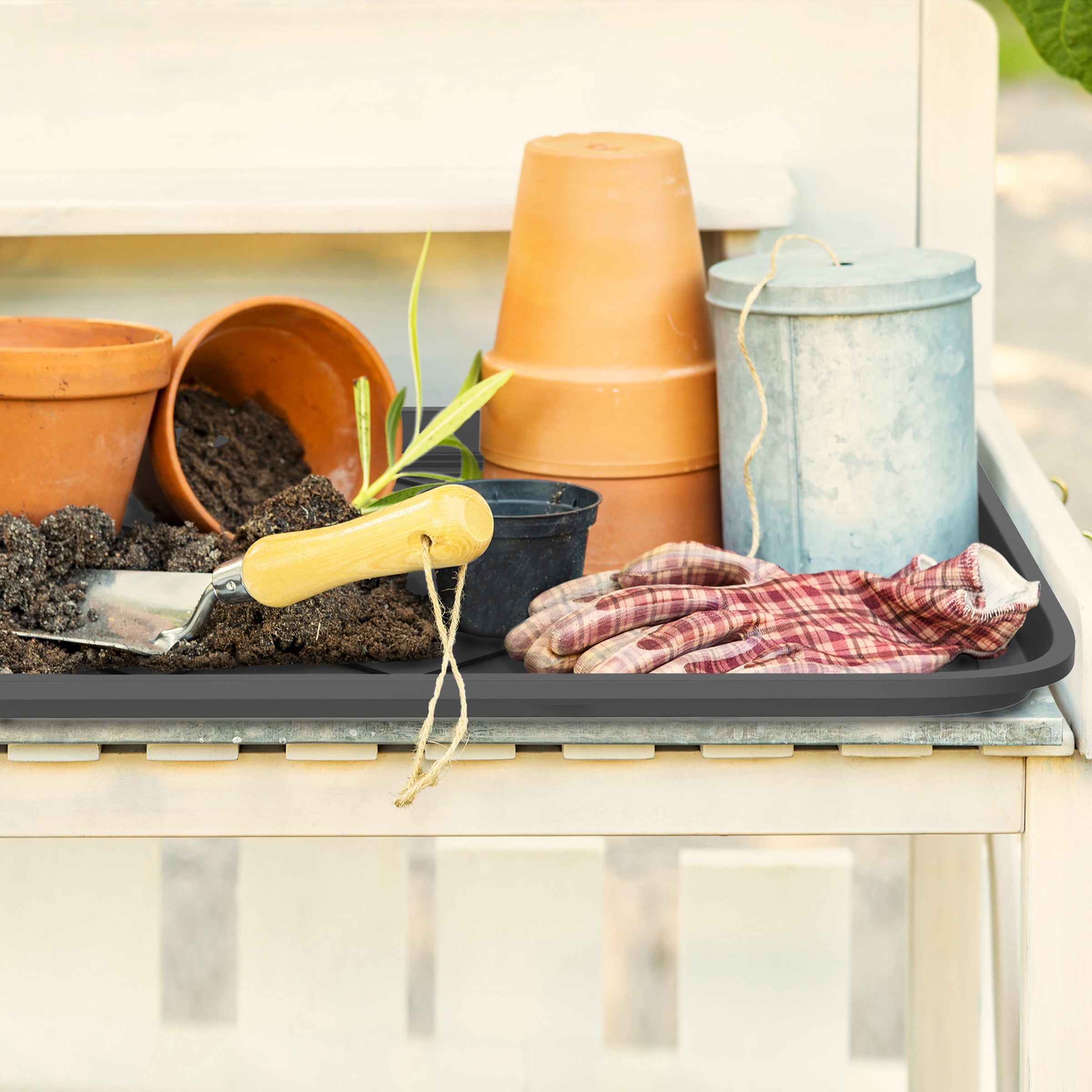 Stalwart All Weather Boot Tray in Multiple Sizes (Set of Two, Black)