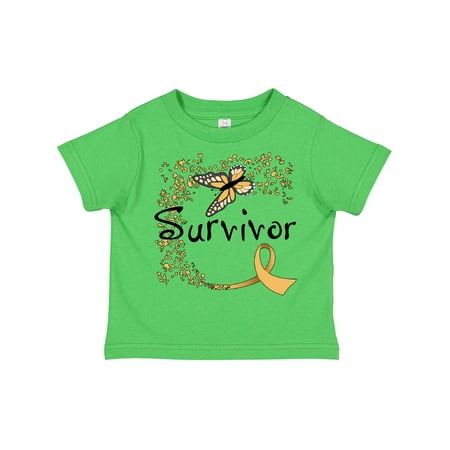 

Inktastic Childhood Cancer Survivor- Butterfly Ribbon Gift Toddler Boy or Toddler Girl T-Shirt